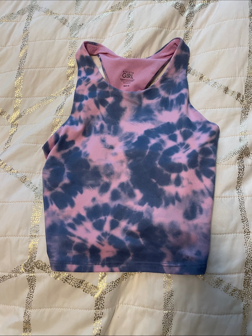 Athleta Girl Pink and Blue Tie-Dye Racerback Crop
